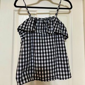 Gingham sleeveless ruffle top